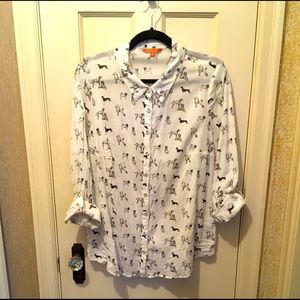 Long sleeve dog print ModCloth blouse